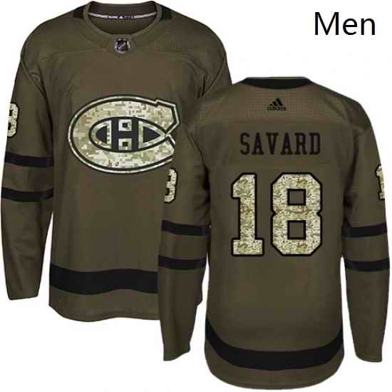 Mens Adidas Montreal Canadiens 18 Serge Savard Authentic Green Salute to Service NHL Jersey